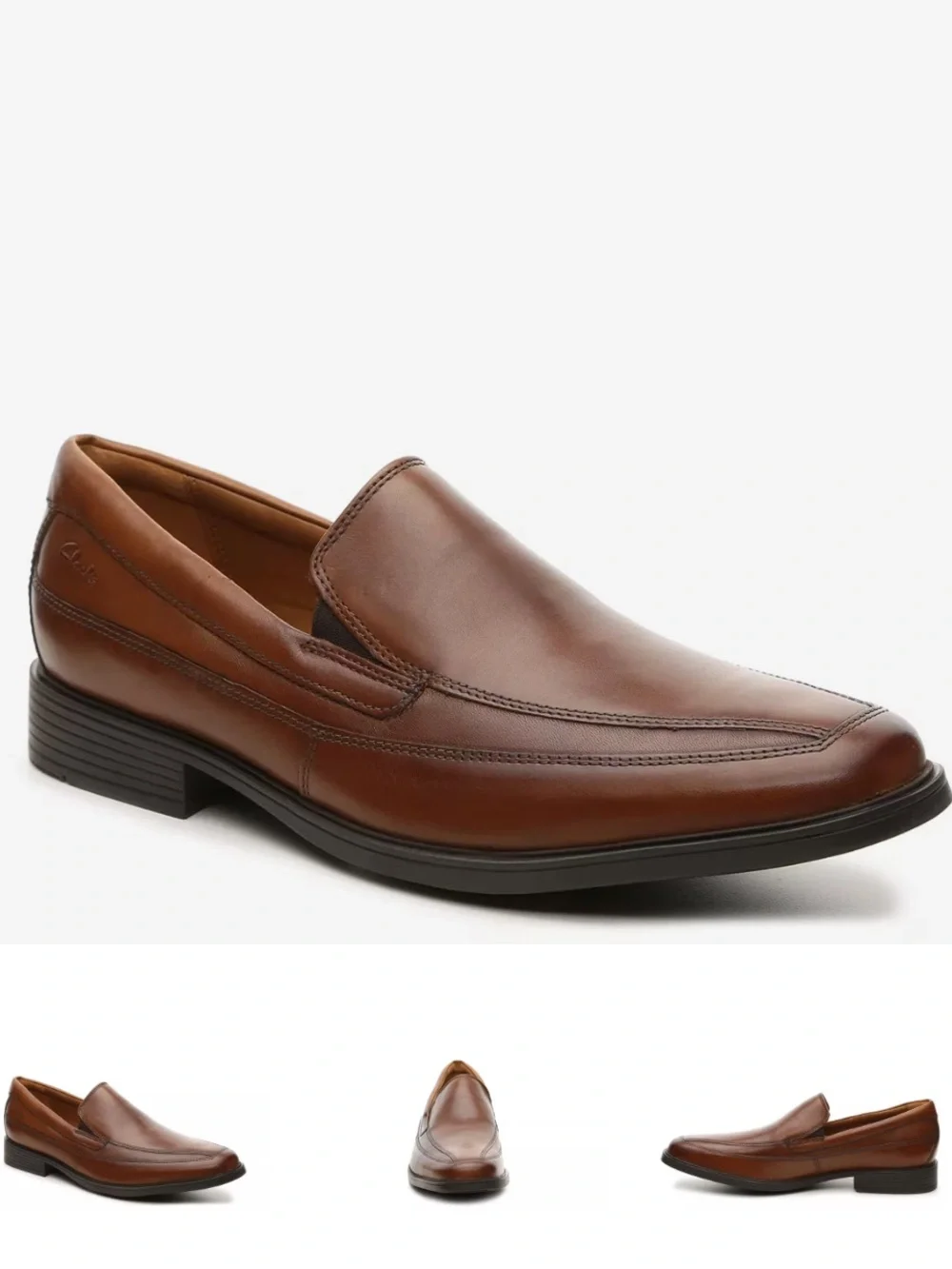 Clarks Men's Tan Leather Slip-On Loafers